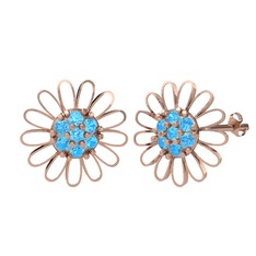 Akuamarin 8 ayar rose altın küpe (Beyaz mineli)