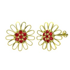 Garnet 14 ayar altın küpe (Beyaz mineli)