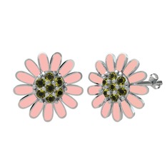 Peridot 14 ayar beyaz altın küpe (Pastel pembe mineli)