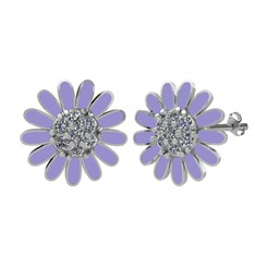 Papatya Küpe - Pırlanta 14 ayar beyaz altın küpe (0.504 karat, menekşe mineli) #1cj519x