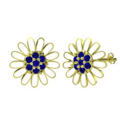 Papatya Küpe - Lab safir 18 ayar altın küpe (Beyaz mineli) #1cnagkg