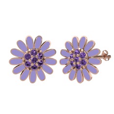 Ametist 8 ayar rose altın küpe (Menekşe mineli)