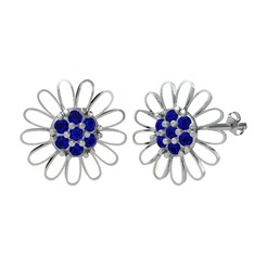 Lab safir 8 ayar beyaz altın küpe (Beyaz mineli)
