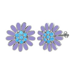 Papatya Küpe - Akuamarin 925 ayar gümüş küpe (Menekşe mineli) #1h6hqnl