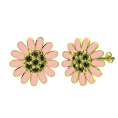 Papatya Küpe - Peridot 8 ayar altın küpe (Pastel pembe mineli) #1i3q948