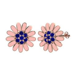 Lab safir 18 ayar rose altın küpe (Pastel pembe mineli)