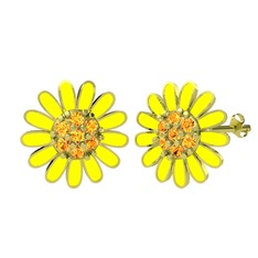 Papatya Küpe - Sitrin 8 ayar altın küpe (Sarı mineli) #1koownr