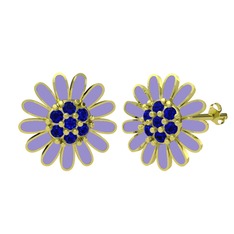 Lab safir 14 ayar altın küpe (Menekşe mineli)