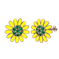 Yeşil kuvars 8 ayar rose altın küpe (Sarı mineli)