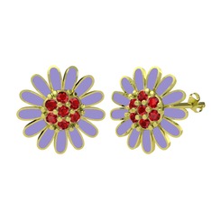 Garnet 925 ayar altın kaplama gümüş küpe (Menekşe mineli)