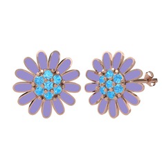 Papatya Küpe - Akuamarin 18 ayar rose altın küpe (Menekşe mineli) #1m2u5sb