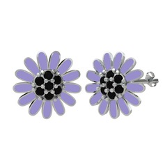 Papatya Küpe - Siyah zirkon 925 ayar gümüş küpe (Menekşe mineli) #1n11cxf