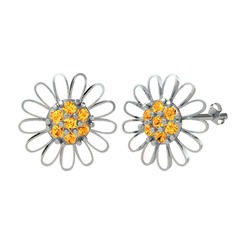 Sitrin 14 ayar beyaz altın küpe (Beyaz mineli)