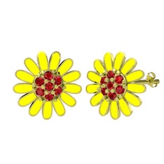 Garnet 14 ayar altın küpe (Sarı mineli)