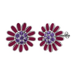 Ametist 925 ayar gümüş küpe (Bordo kırmızı mineli)