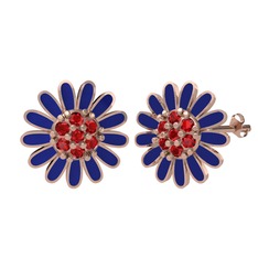 Papatya Küpe - Garnet 8 ayar rose altın küpe (Lacivert mineli) #1rm9ql9