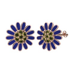 Papatya Küpe - Peridot 14 ayar rose altın küpe (Lacivert mineli) #1sww37l