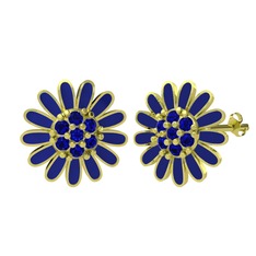 Lab safir 18 ayar altın küpe (Lacivert mineli)