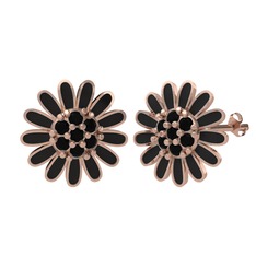 Papatya Küpe - Siyah zirkon 18 ayar rose altın küpe (Siyah mineli) #22n0kt