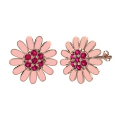 Papatya Küpe - Rodolit garnet 14 ayar rose altın küpe (Pastel pembe mineli) #66bhfs