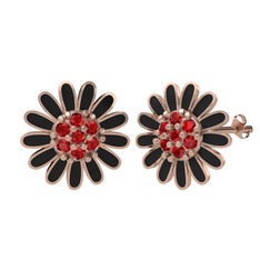 Garnet 925 ayar rose altın kaplama gümüş küpe (Siyah mineli)