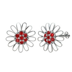 Garnet 8 ayar beyaz altın küpe (Beyaz mineli)