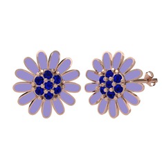 Papatya Küpe - Lab safir 14 ayar rose altın küpe (Menekşe mineli) #9s89dv