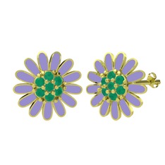 Papatya Küpe - Kök zümrüt 18 ayar altın küpe (Menekşe mineli) #awxuew