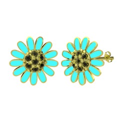 Peridot 14 ayar altın küpe (Turkuaz mineli)