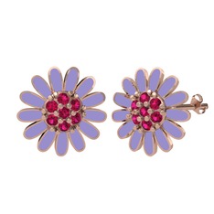 Rodolit garnet 18 ayar rose altın küpe (Menekşe mineli)
