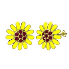 Papatya Küpe - Kök yakut 8 ayar altın küpe (Sarı mineli) #bspf2o