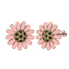 Papatya Küpe - Peridot 925 ayar rose altın kaplama gümüş küpe (Pastel pembe mineli) #cgvnus