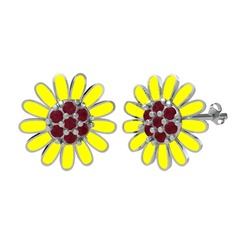 Papatya Küpe - Kök yakut 925 ayar gümüş küpe (Sarı mineli) #cql1ft