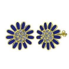 Swarovski 925 ayar altın kaplama gümüş küpe (Lacivert mineli)