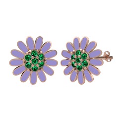 Yeşil kuvars 8 ayar rose altın küpe (Menekşe mineli)
