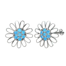 Akuamarin 925 ayar gümüş küpe (Beyaz mineli)