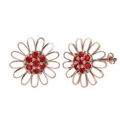 Garnet 14 ayar rose altın küpe (Beyaz mineli)