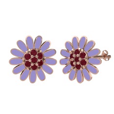 Papatya Küpe - Kök yakut 925 ayar rose altın kaplama gümüş küpe (Menekşe mineli) #k05qe7