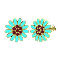 Papatya Küpe - Kök yakut 8 ayar altın küpe (Turkuaz mineli) #lil0ue