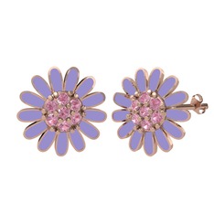 Pembe kuvars 925 ayar rose altın kaplama gümüş küpe (Menekşe mineli)