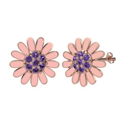 Papatya Küpe - Ametist 8 ayar rose altın küpe (Pastel pembe mineli) #p5x5cg