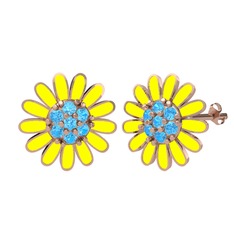 Akuamarin 18 ayar rose altın küpe (Sarı mineli)