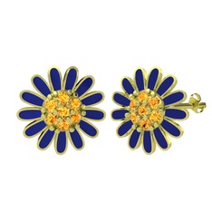 Papatya Küpe - Sitrin 8 ayar altın küpe (Lacivert mineli) #q5w8ud