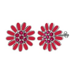 Papatya Küpe - Rodolit garnet 925 ayar gümüş küpe (Kırmızı mineli) #r7ltj6