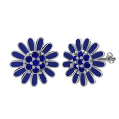 Lab safir 18 ayar beyaz altın küpe (Lacivert mineli)