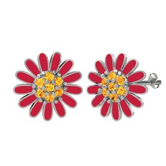 Sitrin 925 ayar gümüş küpe (Kırmızı mineli)