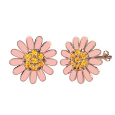 Papatya Küpe - Sitrin 8 ayar rose altın küpe (Pastel pembe mineli) #s1d10r
