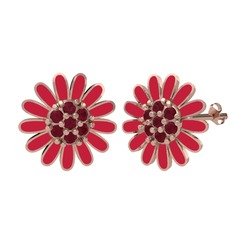 Kök yakut 8 ayar rose altın küpe (Kırmızı mineli)