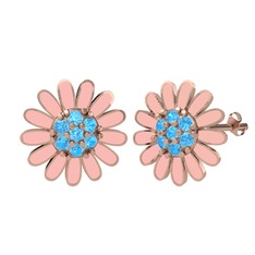 Papatya Küpe - Akuamarin 925 ayar rose altın kaplama gümüş küpe (Pastel pembe mineli) #xdalwm