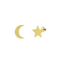 Mini Ay Yıldız Küpe - 8 ayar altın küpe #169lkam